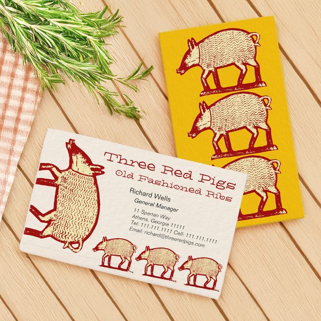 Tres tarjetas de visita Red Pigs para granja, rest (Subido por el creador)