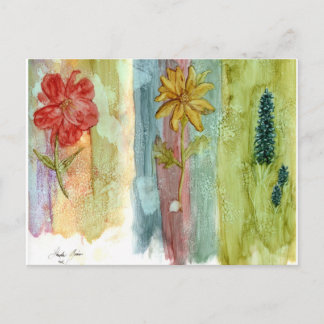 Tres tarjetas postales de flores