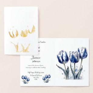 Tres tulipanes, invitación de boda de papel de alu
