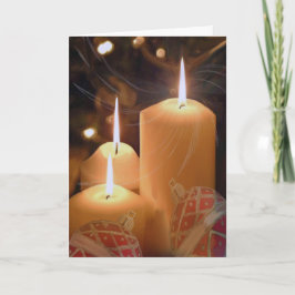 Tres velas blancas de tarjetas de Navidad