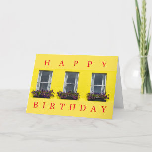 Tres ventanas en una tarjeta de cumpleaños de pare
