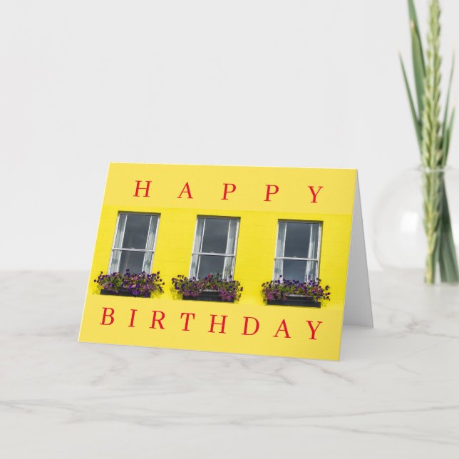 Tres ventanas en una tarjeta de cumpleaños de pare (Anverso)