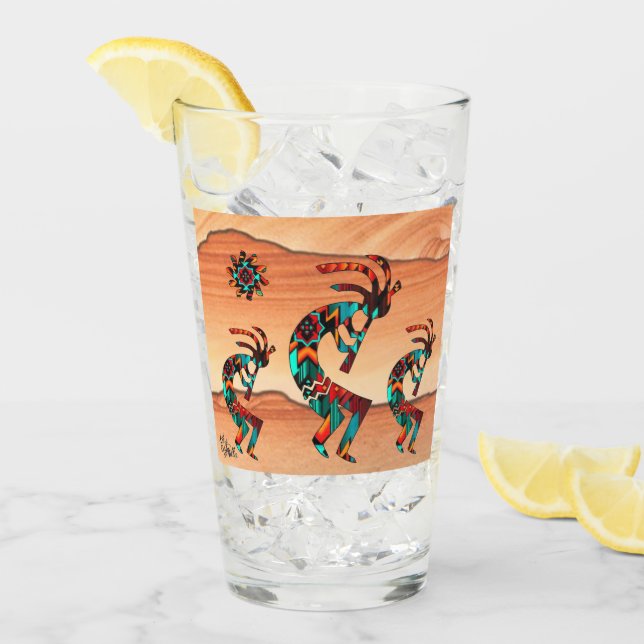 Tres vidrios de Kokopelli del Suroeste