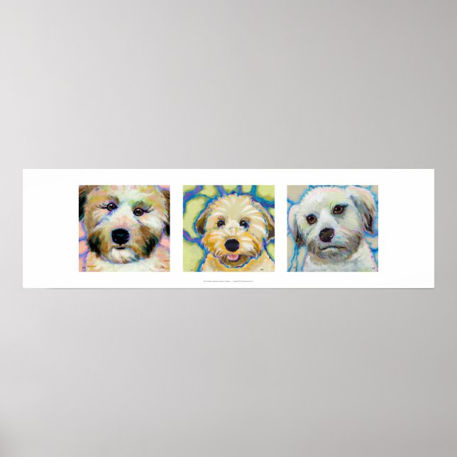 Tres Wheaten Terrier pinturas divertidas arte de p (Frente)