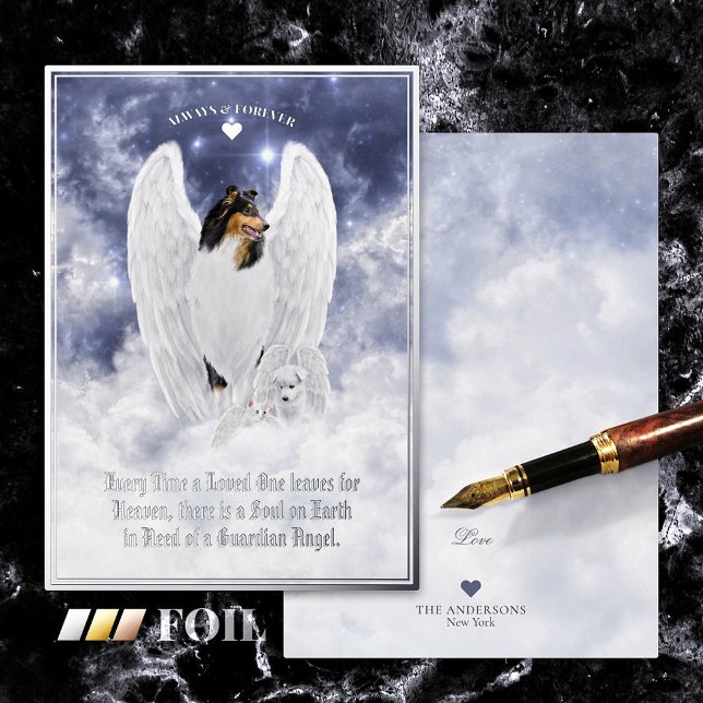 Tri Collie Angel & Cherub - Tarjeta de Relieve met (Subido por el creador)
