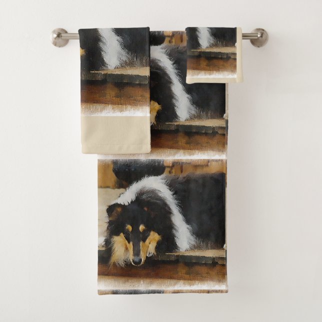 Tri Color Rough Collie Art (In situ)