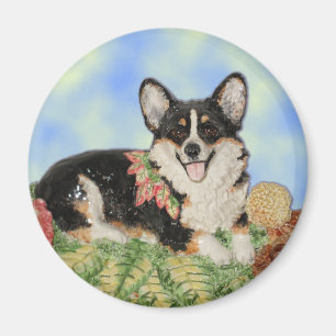Tri Corgi en el follaje de otoño - imán del Corg