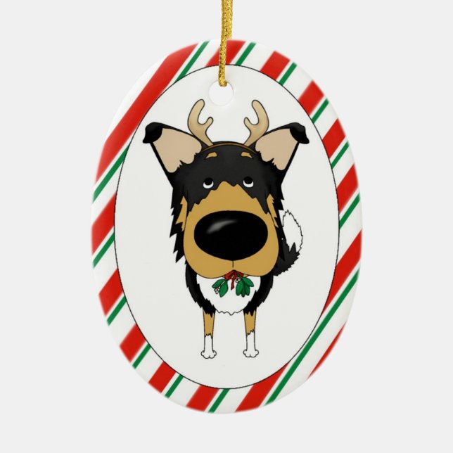 Tri ornamento liso del navidad del collie (Frente)