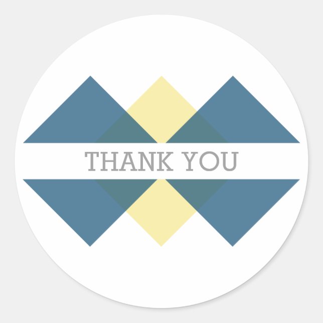 Tríada Geométrica Azul Amarillo Gracias Pegatinas (Anverso)