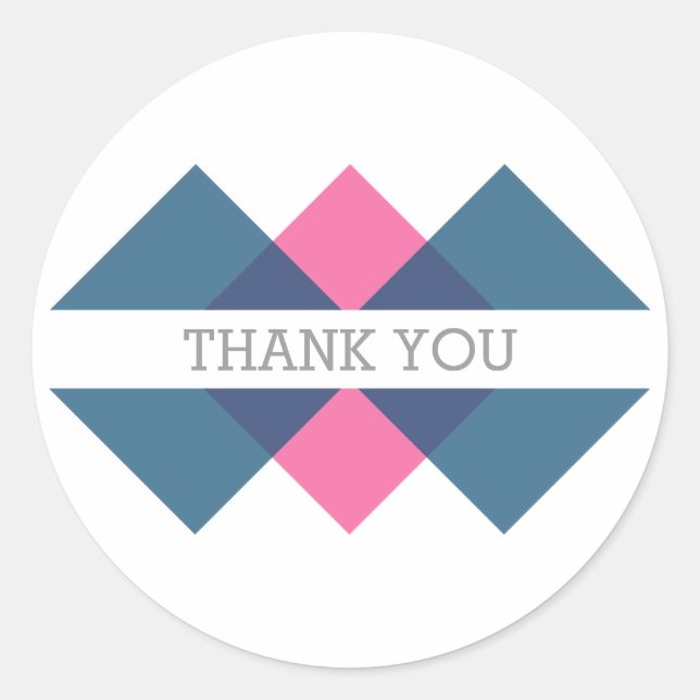 Tríada Geométrica Rosa Azul Gracias Pegatinas (Anverso)