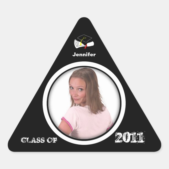 Triangular Clase de 2011 Triangle Pegatina Add Photo 1 (Anverso)