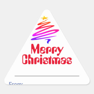 Triangular Feliz Navidad. Pegatina de triángulo actual de Nav