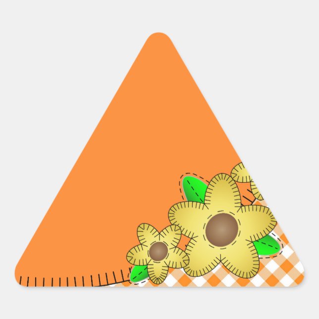 Triangular Flor amarilla Gingham BackgroundTriangle Pegatina (Anverso)