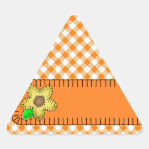 Triangular Flor amarilla Gingham BackgroundTriangle Pegatina