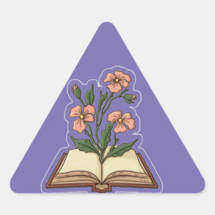 Triangular Flores que crecen de Pegatina de libros