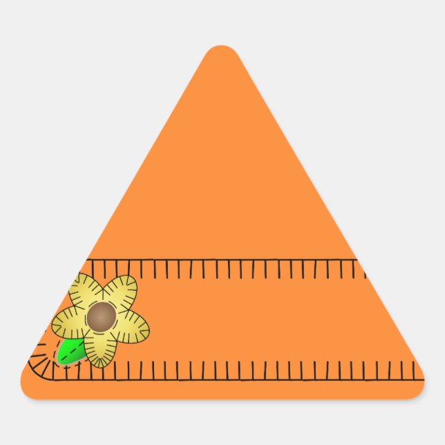 Triangular Fondo de la flor amarillaTriángulo Pegatina (Anverso)