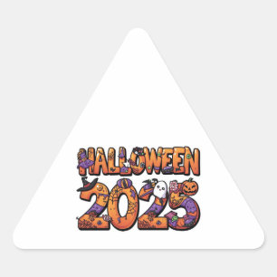 Triangular Halloween 2025 - Colorido Personalizado Pegatina