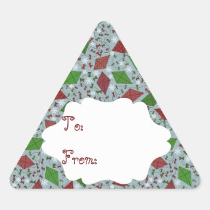Triangular Navidades Cometas, pegatina de regalo