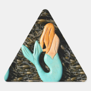 Triangular pegatina azul de la sirena