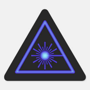 Triangular Pegatina de advertencia láser azul y negro