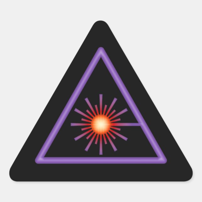 Triangular Pegatina de advertencia láser púrpura y Naranja (Anverso)