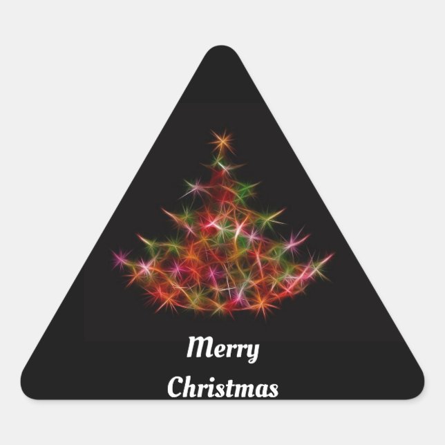Triangular Pegatina de árbol de navidad fractal (Anverso)