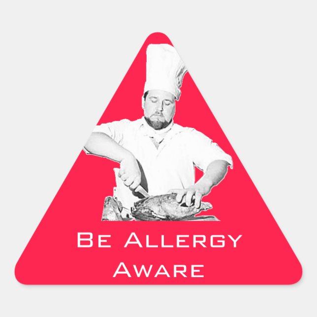 Triangular Pegatina de Be Allergy Aware (Anverso)