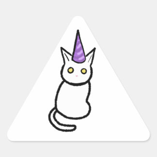 Triangular Pegatina de Celebración de Gato Blanco
