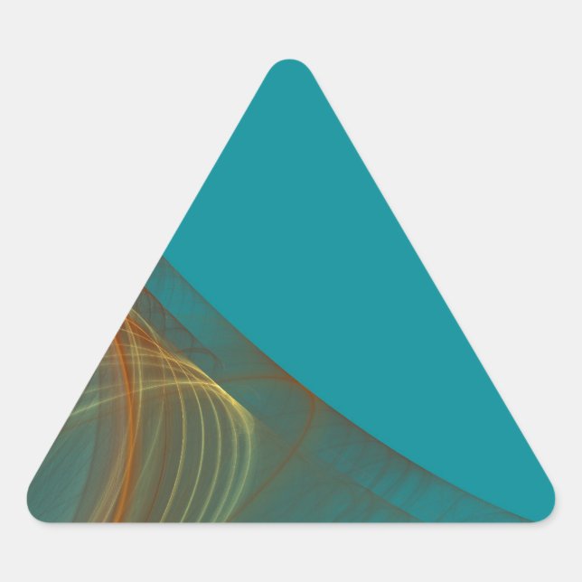 Triangular Pegatina de fondo fractal verde azuladoTriángulo (Anverso)