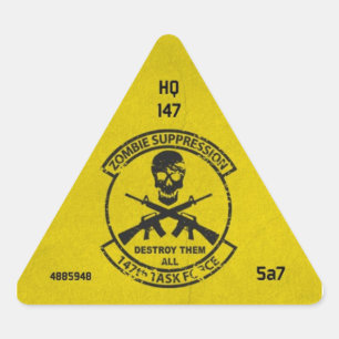 Triangular Pegatina de identificación de unidad Zombie 147ª s