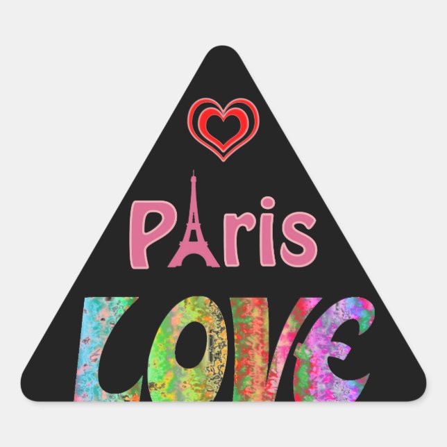 Triangular Pegatina de Love Paris (Anverso)