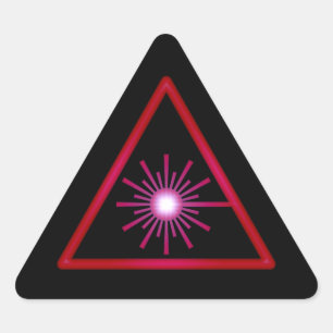 Triangular Pegatina de símbolo láser rojo brillante