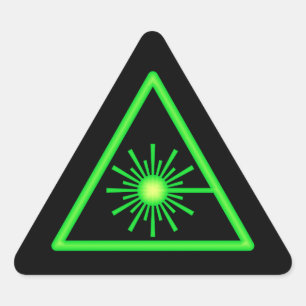 Triangular Pegatina de símbolos láser verde y negro