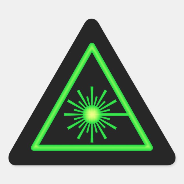Triangular Pegatina de símbolos láser verde y negro (Anverso)