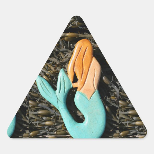 Triangular pegatina de sirena azul (Anverso)