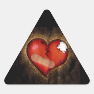 Triangular Pegatina de triángulo cardíaco/mendicidad rota