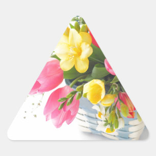 Triangular Pegatina de triángulo de flores de primavera en ce