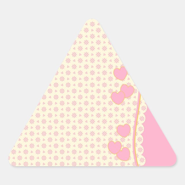 Triangular Pegatina de triángulo de fondo de ojos rosados (Anverso)