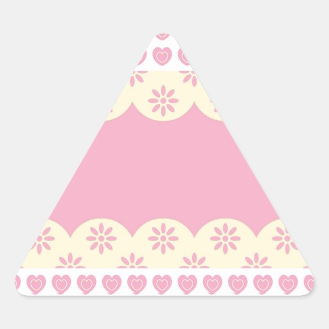 Triangular Pegatina de triángulo de ojal de corazón rosa (Anverso)