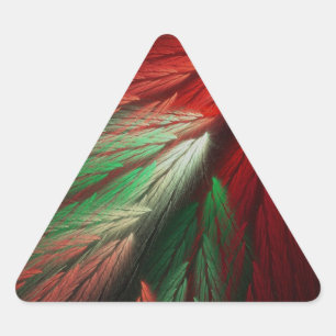 Triangular Pegatina de triángulo fractal abstracto rojo y ver
