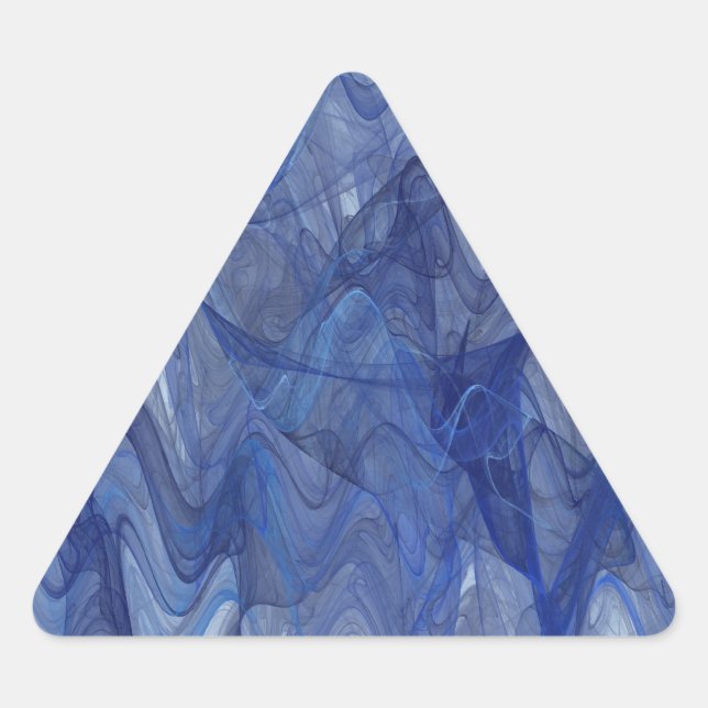 Triangular Pegatina de triángulo fractal de resumen azul (Anverso)
