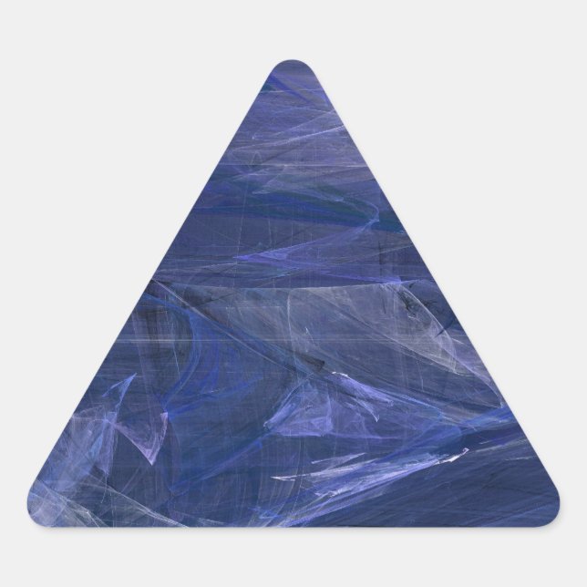 Triangular Pegatina de triángulo fractal de resumen azul (Anverso)