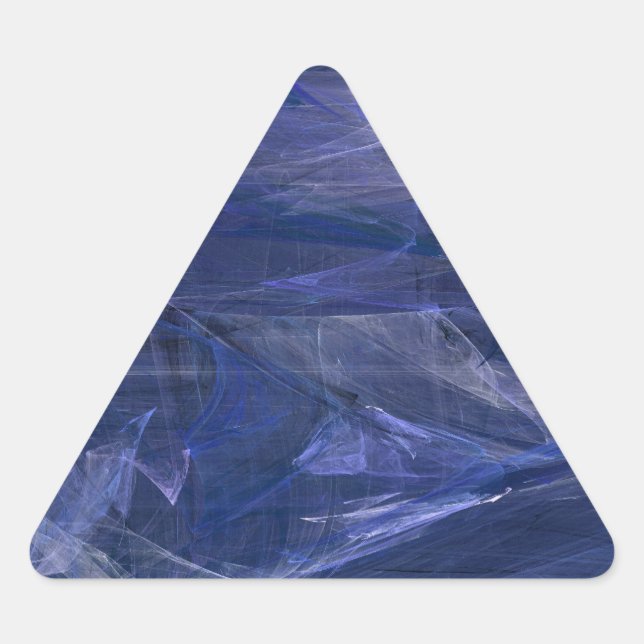 Triangular Pegatina de triángulo fractal de resumen azul (Anverso)