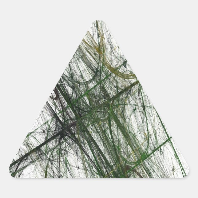 Triangular Pegatina de triángulo fractal de resumen verde (Anverso)