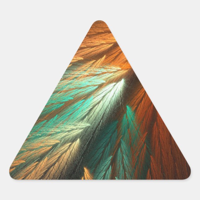 Triangular Pegatina de triángulo fractal de resumen verde y n (Anverso)