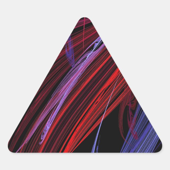 Triangular Pegatina de triángulo fractal rojo abstracto (Anverso)