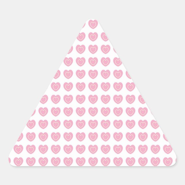 Triangular Pegatina del triángulo de fondo del corazón rosado (Anverso)