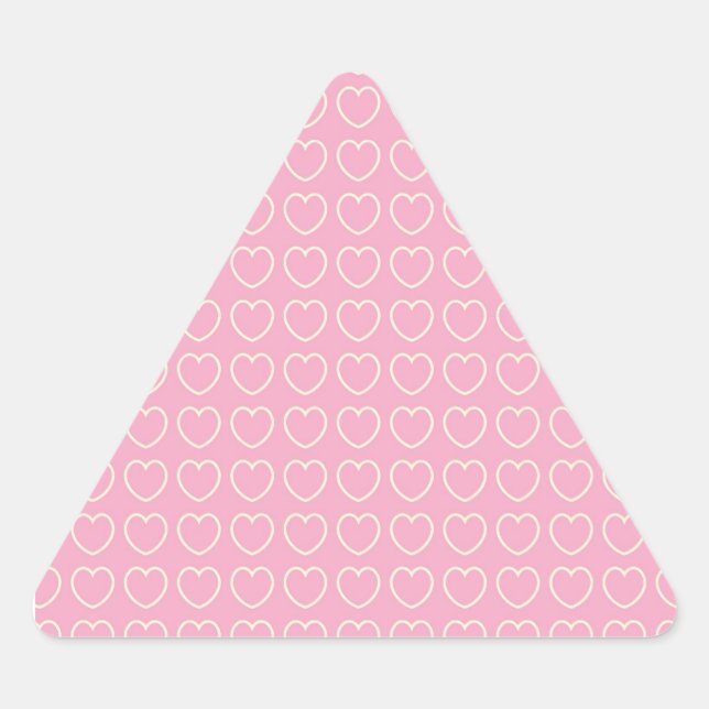 Triangular Pegatina del triángulo de fondo del corazón rosado (Anverso)