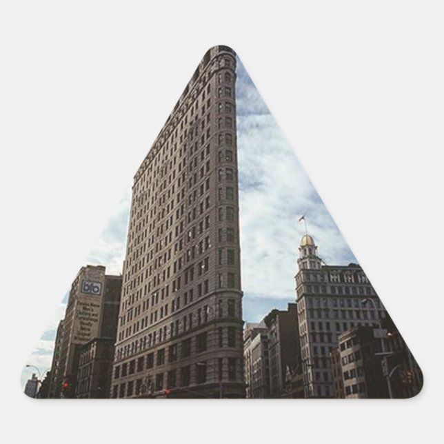 Triangular Pegatina del Triángulo NYC Flatiron Bldg Nueva Yor (Anverso)
