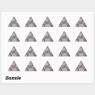 Triangular Pegatina personalizable púrpura abstracta